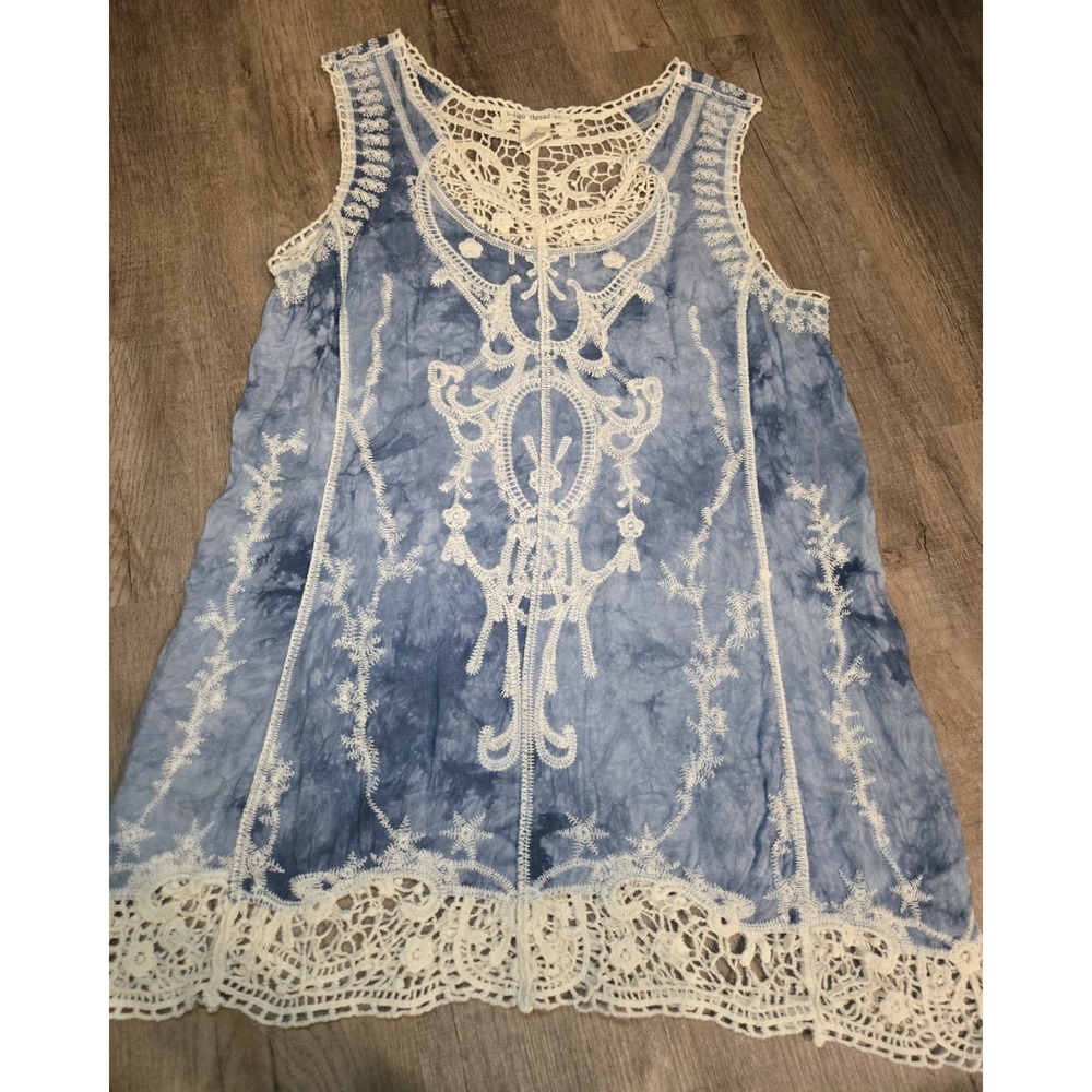 Indigo Thread‎ Blue And Crochet Tank Size S